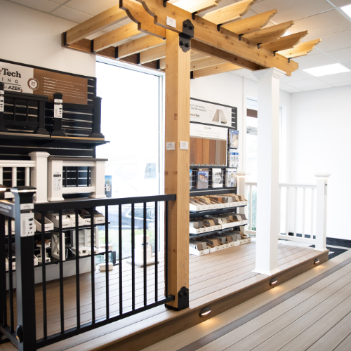 Aluminum railing on display.